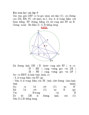 Bài toán hay của lớp 9